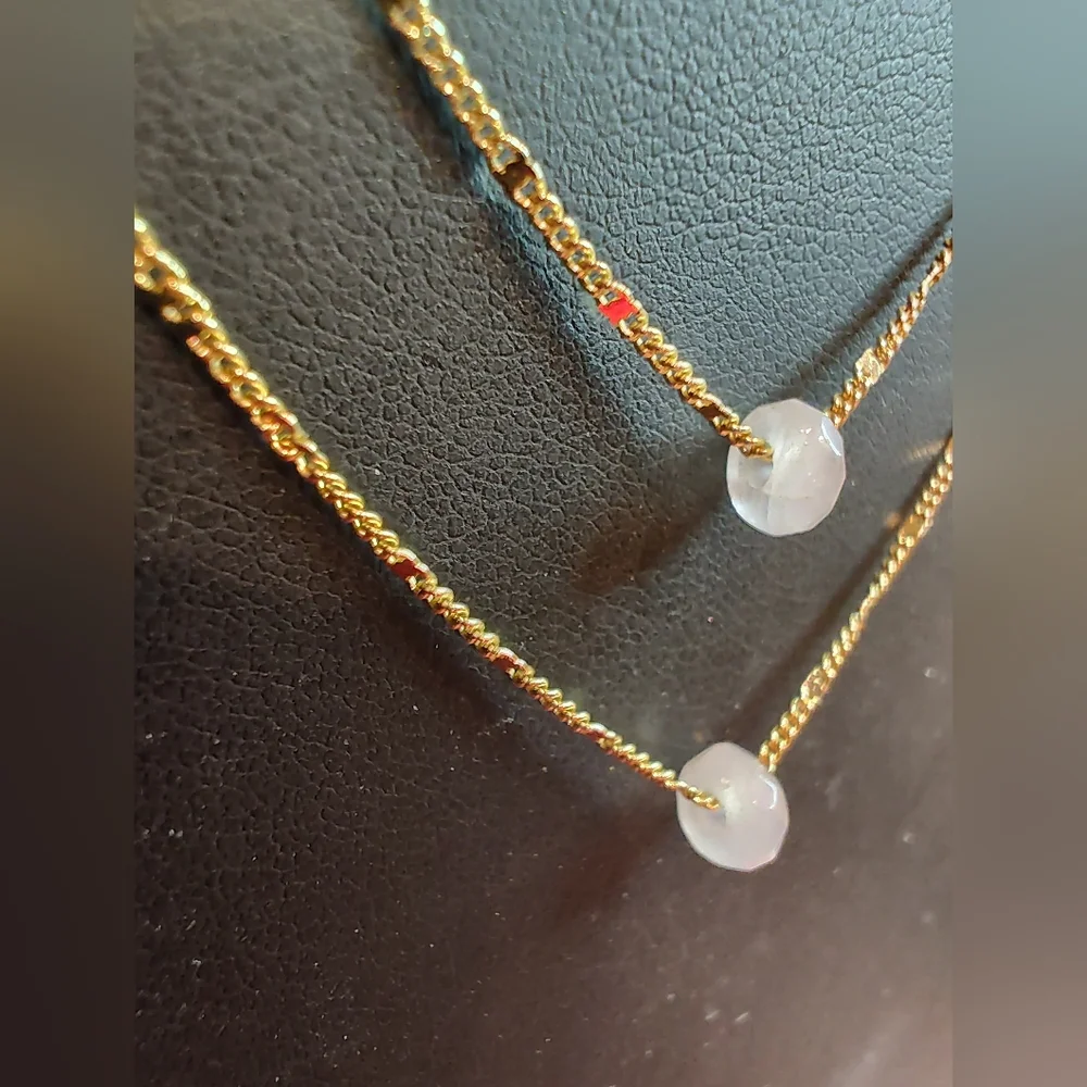 Lenny & Eva Rose Quartz Single Bead On Gold Tone Double-Layer Necklace - Picture 4 of 6